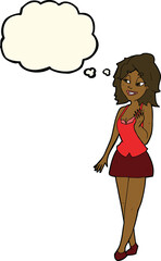 cartoon attractive office woman with thought bubble