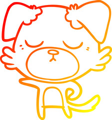 warm gradient line drawing cute cartoon dog