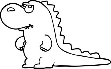 line drawing cartoon annoyed dinosaur