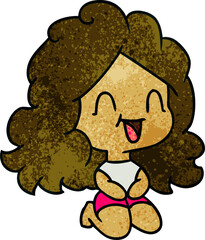 textured cartoon cute kawaii happy girl
