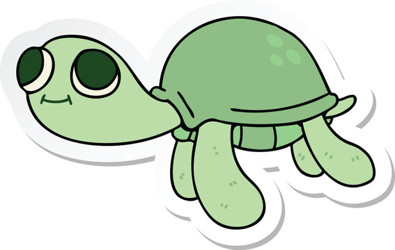 sticker of a quirky hand drawn cartoon turtle