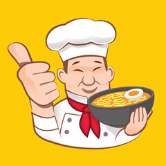 The chef guarantees the quality of the instant noodles.