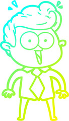 cold gradient line drawing cartoon staring man