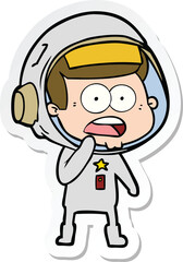 sticker of a cartoon surprised astronaut