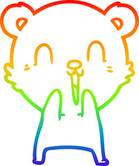 rainbow gradient line drawing happy cartoon polar bear