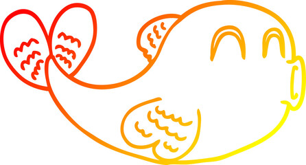 Obraz premium warm gradient line drawing cartoon fish