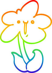 rainbow gradient line drawing cartoon flower