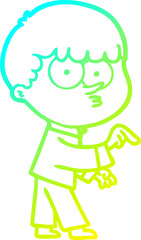 cold gradient line drawing cartoon curious boy