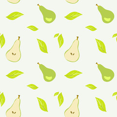 Pear summer fruit seamless pattern.