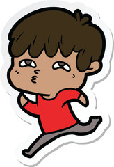 sticker of a cartoon curious man