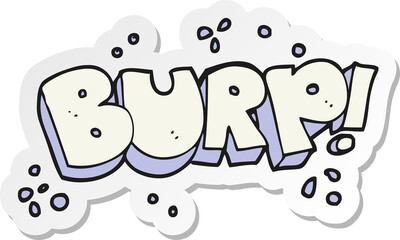 sticker of a cartoon burp text