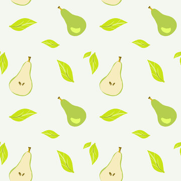 Pear summer fruit seamless pattern.