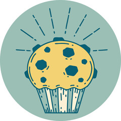 icon of tattoo style chocolate muffin