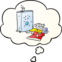 cartoon washing powder and laundry and thought bubble in smooth gradient style