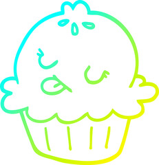 cold gradient line drawing cute cartoon pie