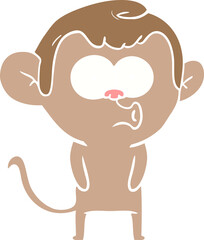 flat color style cartoon hooting monkey