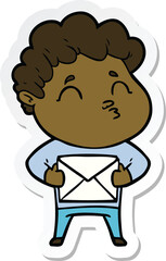 sticker of a cartoon man pouting