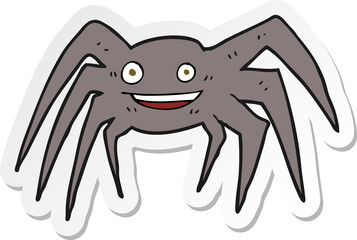 sticker of a cartoon happy spider