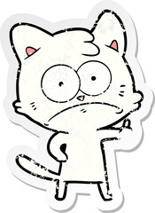 distressed sticker of a cartoon nervous cat