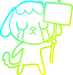 cold gradient line drawing cute cartoon dog