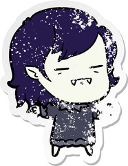 distressed sticker of a cartoon undead vampire girl