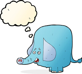 cartoon funny elephant with thought bubble