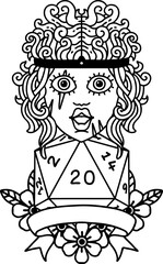 Fototapeta na wymiar human barbarian with natural twenty dice roll illustration