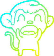 cold gradient line drawing shouting cartoon monkey