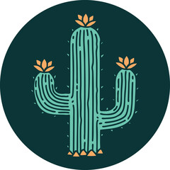 tattoo style icon of a cactus