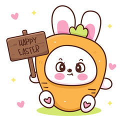 Cute easter bunny in carrot costume