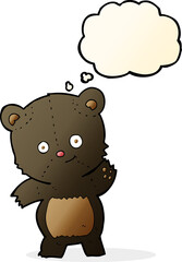 cute black bear cartoon with thought bubble