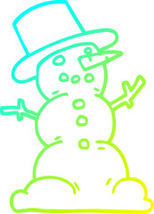 cold gradient line drawing cartoon traditional snowman