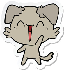 sticker of a happy little dog cartoon