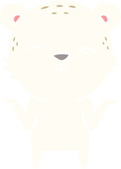 happy flat color style cartoon polar bear shrugging shoulders