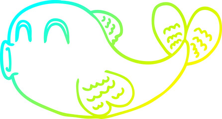 Fototapeta premium cold gradient line drawing cartoon fish