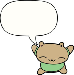 cartoon jumping bear and speech bubble