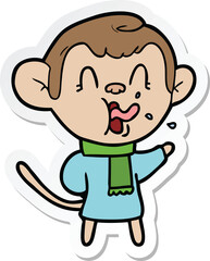 sticker of a crazy cartoon monkey