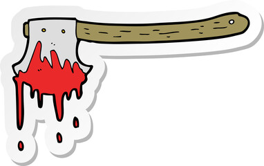 sticker of a cartoon bloody axe