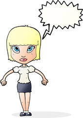 cartoon pretty woman with speech bubble