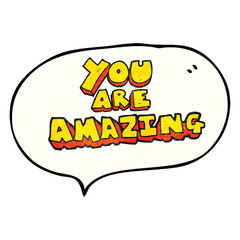 speech bubble textured cartoon you are amazing text
