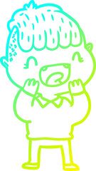 cold gradient line drawing cartoon happy boy laughing