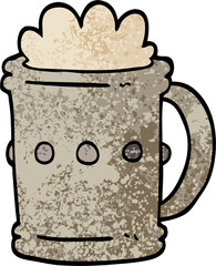 grunge textured illustration cartoon beer tankard