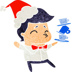 christmas retro cartoon of kawaii boy