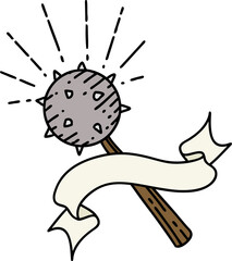 banner with tattoo style medieval mace