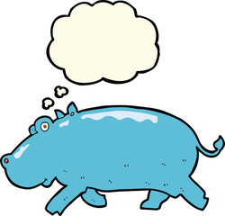 cartoon hippopotamus with thought bubble
