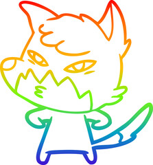 rainbow gradient line drawing clever cartoon fox
