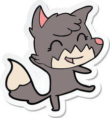 sticker of a happy cartoon fox