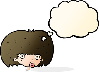 cartoon surprised woman with thought bubble