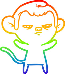 rainbow gradient line drawing cartoon annoyed monkey