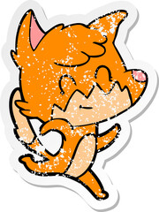 Obraz na płótnie Canvas distressed sticker of a cartoon friendly fox